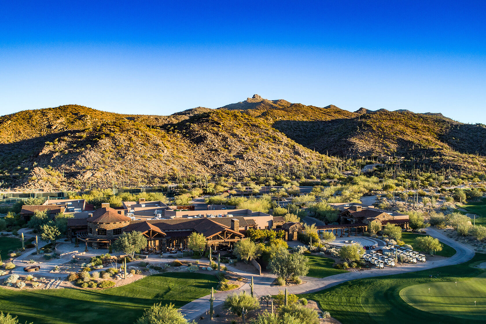 Aerial view of the Golf Club at Dove Mountain in Marana, Arizona just outside of Tucson 